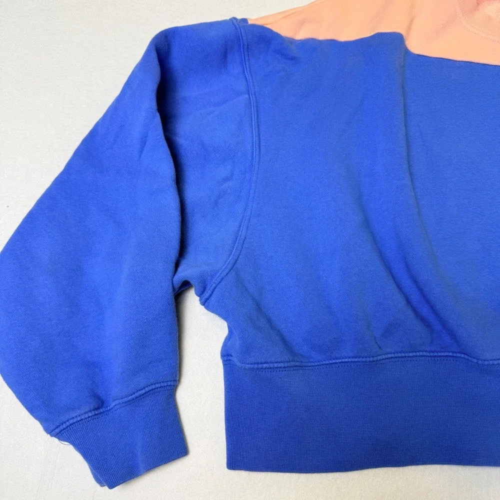 Nike Sportswear WomenXS Colorblock Cropped Boxy Sweatshirt Peach Blue DV0026-697